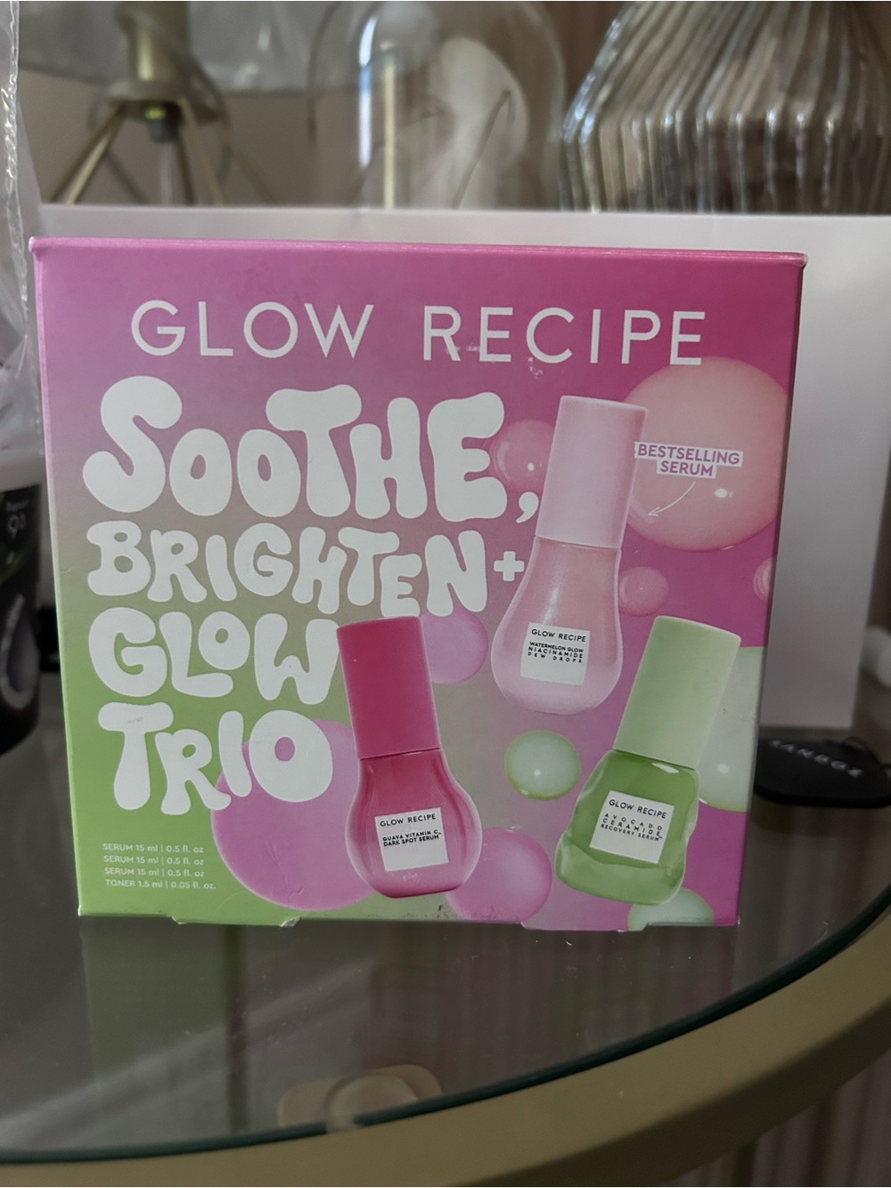 Brand New Glow Recipe Pink & Green Soothe Brighten Glow Trio